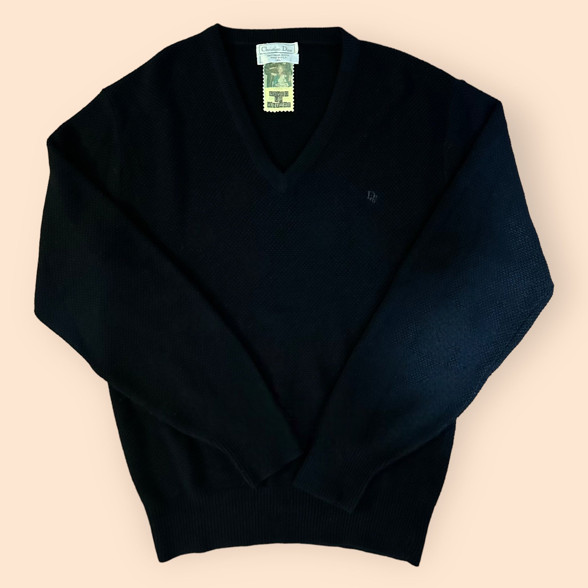 Vintage Dior Sweater in Black Waffle Knit